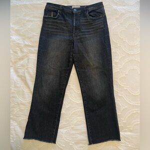 Evereve Ever Straight High Rise, Black Wash Jeans, Stretch Denim Cropped Size 31